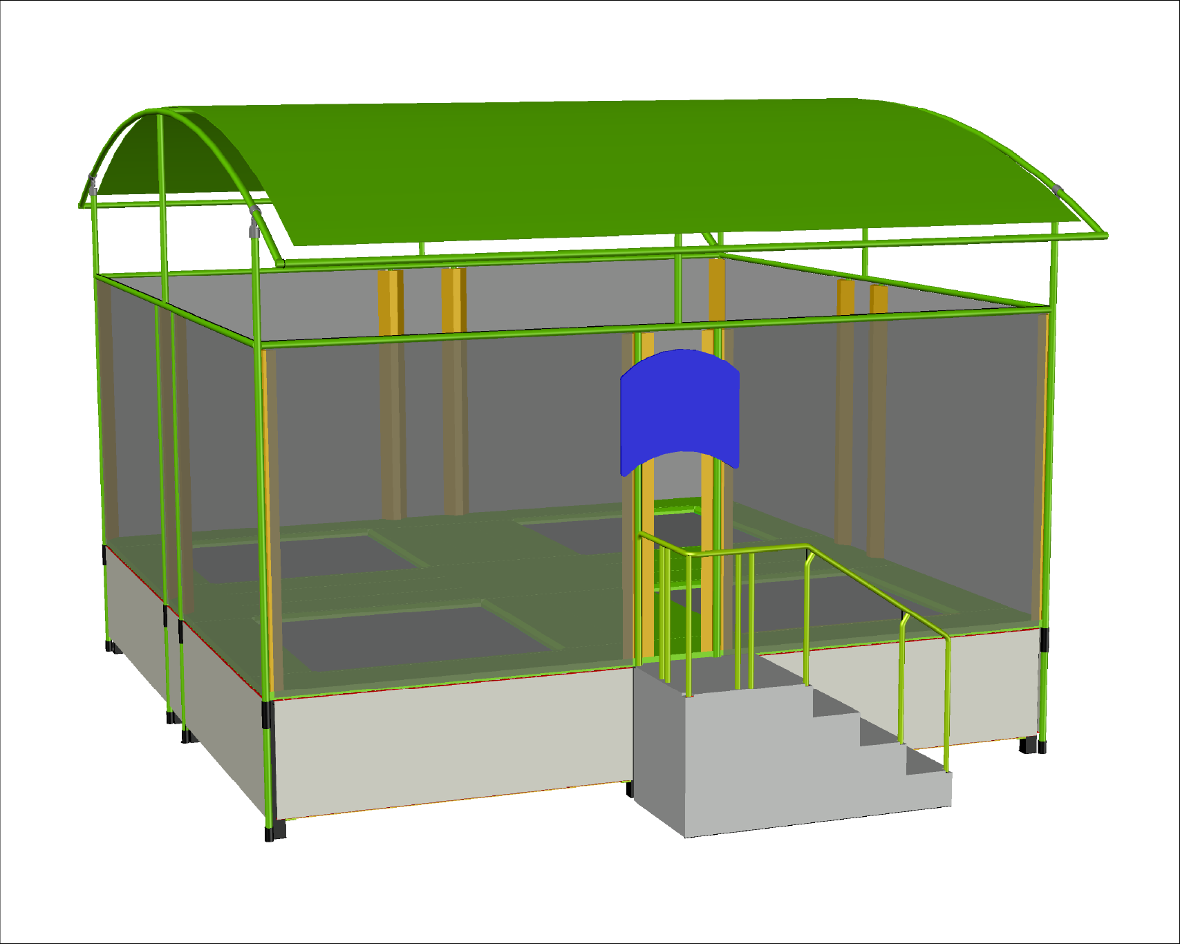 QUAD CLOSED ROOF TRAMPOLINE (OUTDOOR)